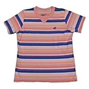 Mokuyobi Mens Medium Pink Striped Short Sleeve Retro Kidcore T-Shirt Multi Color